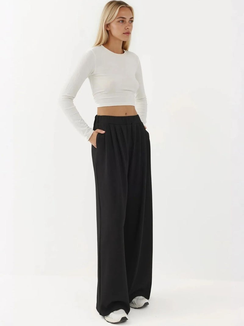 HICCUP Soft Touch Pleated Wide Leg Pants - Image 5